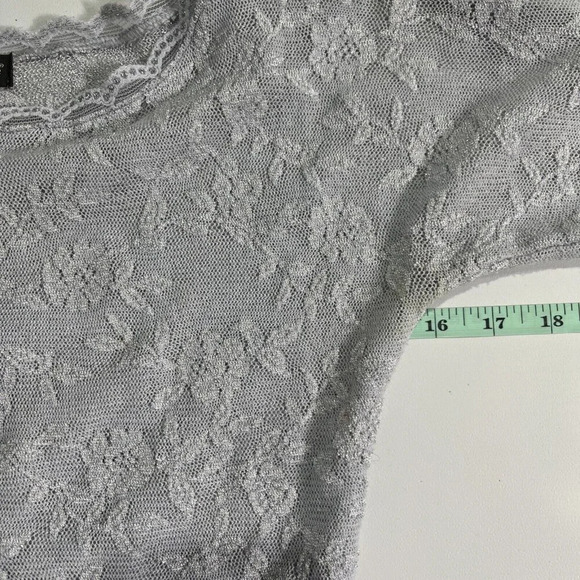 Bebe Womens Lace Metallic Knit Top Y2K Size L Romantic Coquette Fairy Celestial - Picture 4 of 5